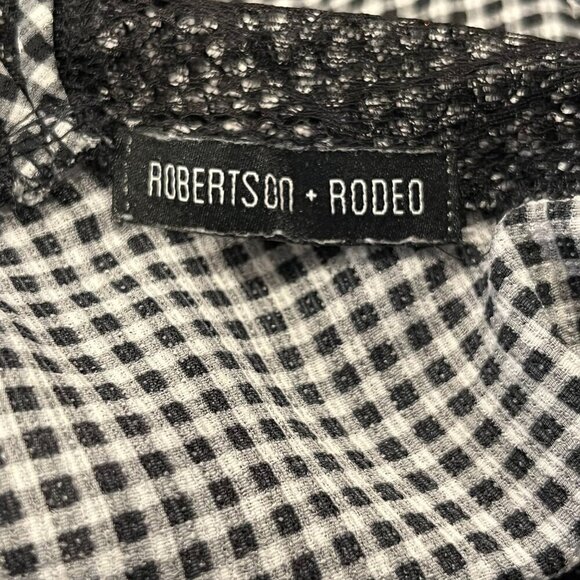 ROBERTSON + RODEO Women's Black & White Gingham Lace Trim Tank Top Size L - Picture 3 of 4